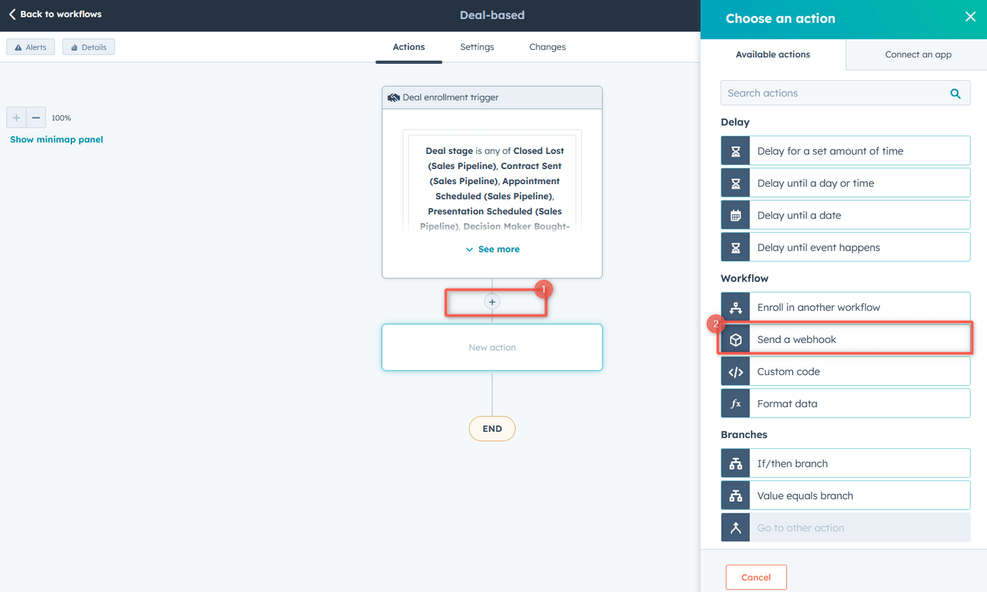 HubSpot Send a webhook