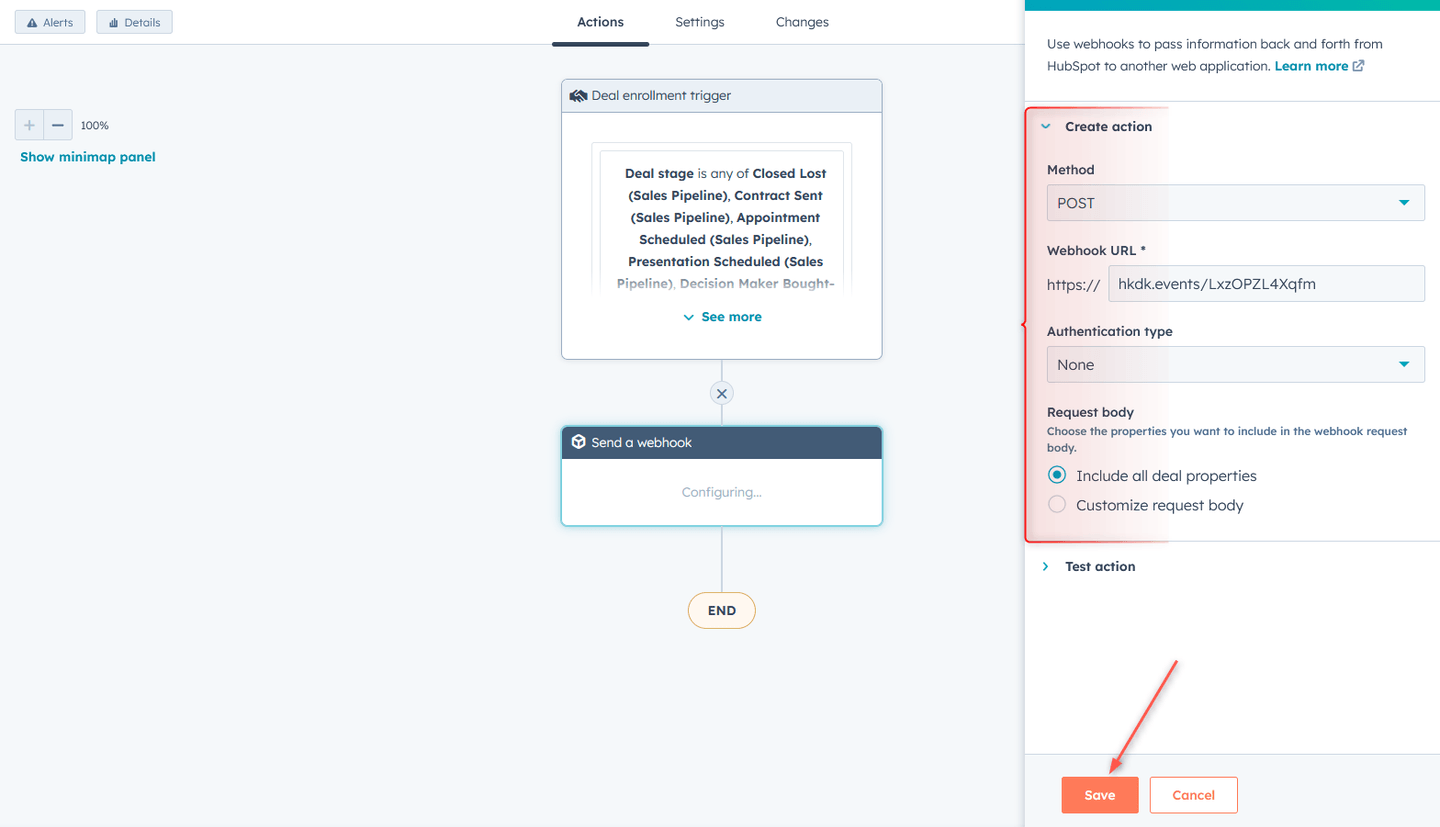 HubSpot Webhook created