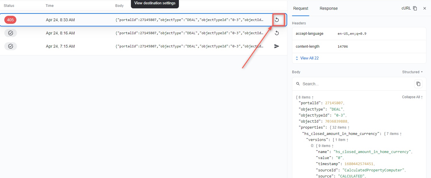 HubSpot webhook retry