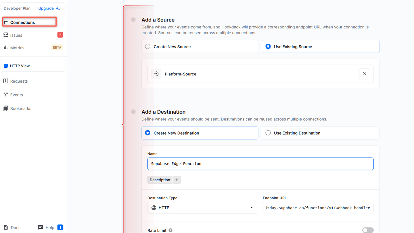 Create Supabase Edge Functions Hookdeck Connection