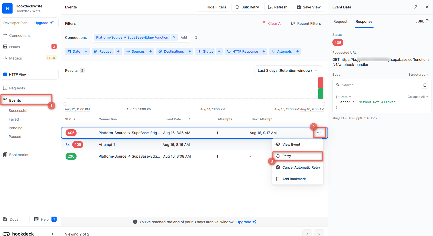 Replay Supabase Edge Function event