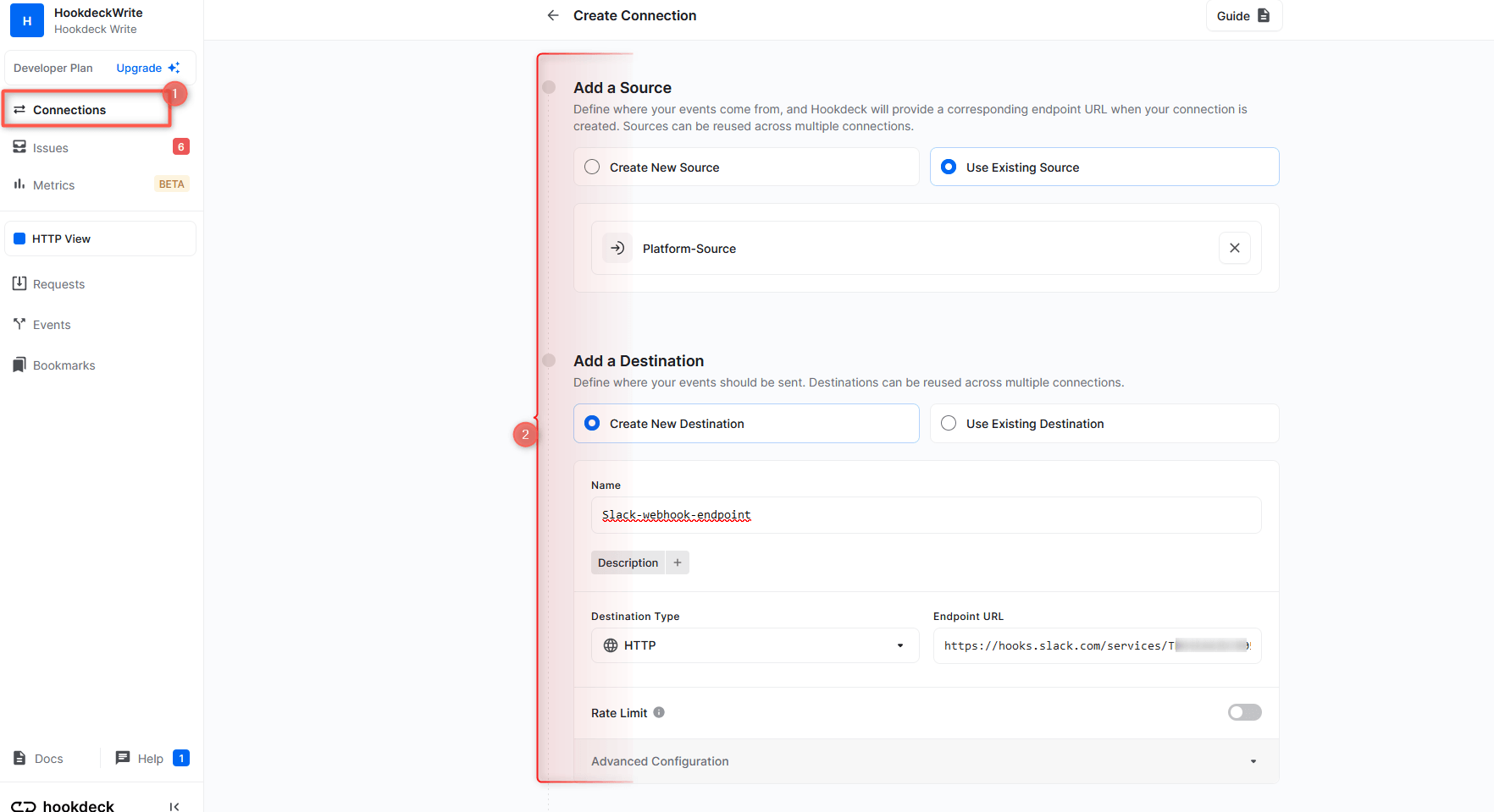 Enter Slack webhook URL