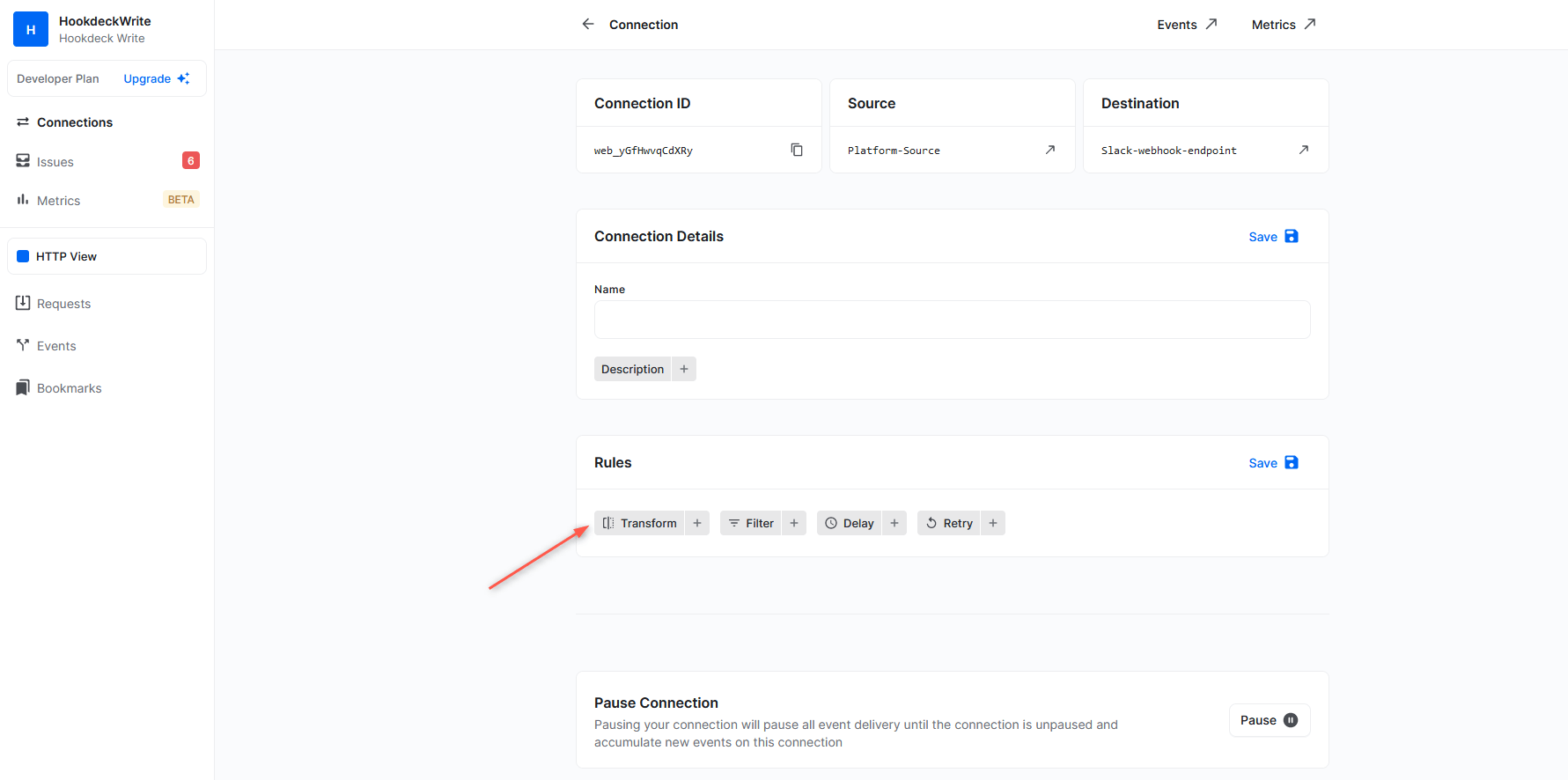 Add a Hookdeck Transformer