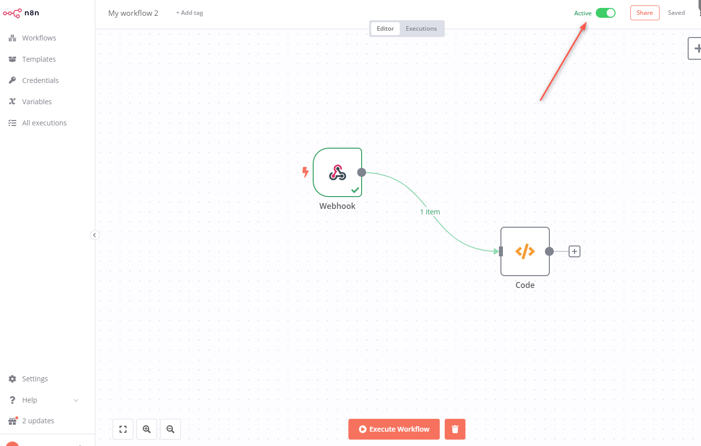 Activate n8n workflow