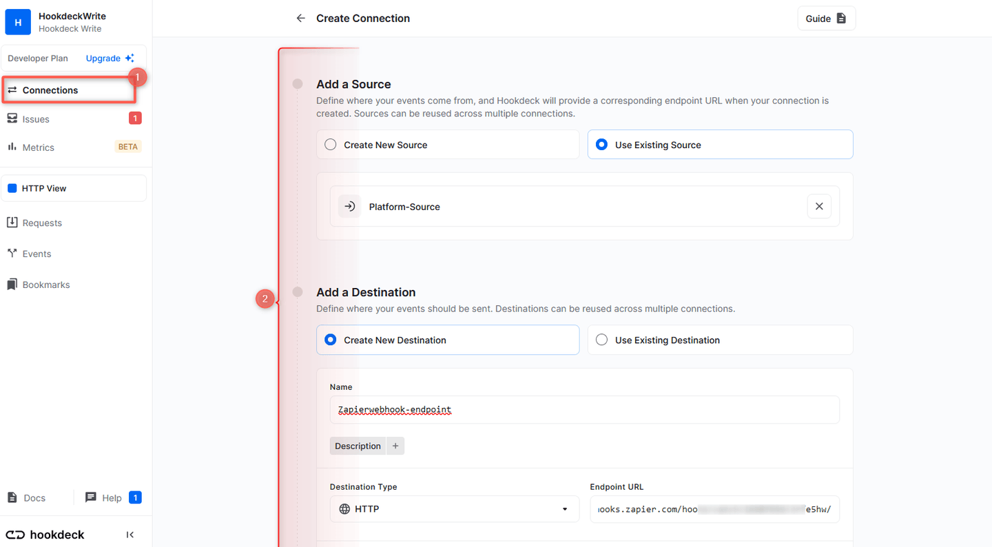 Create Zapier Hookdeck Connection