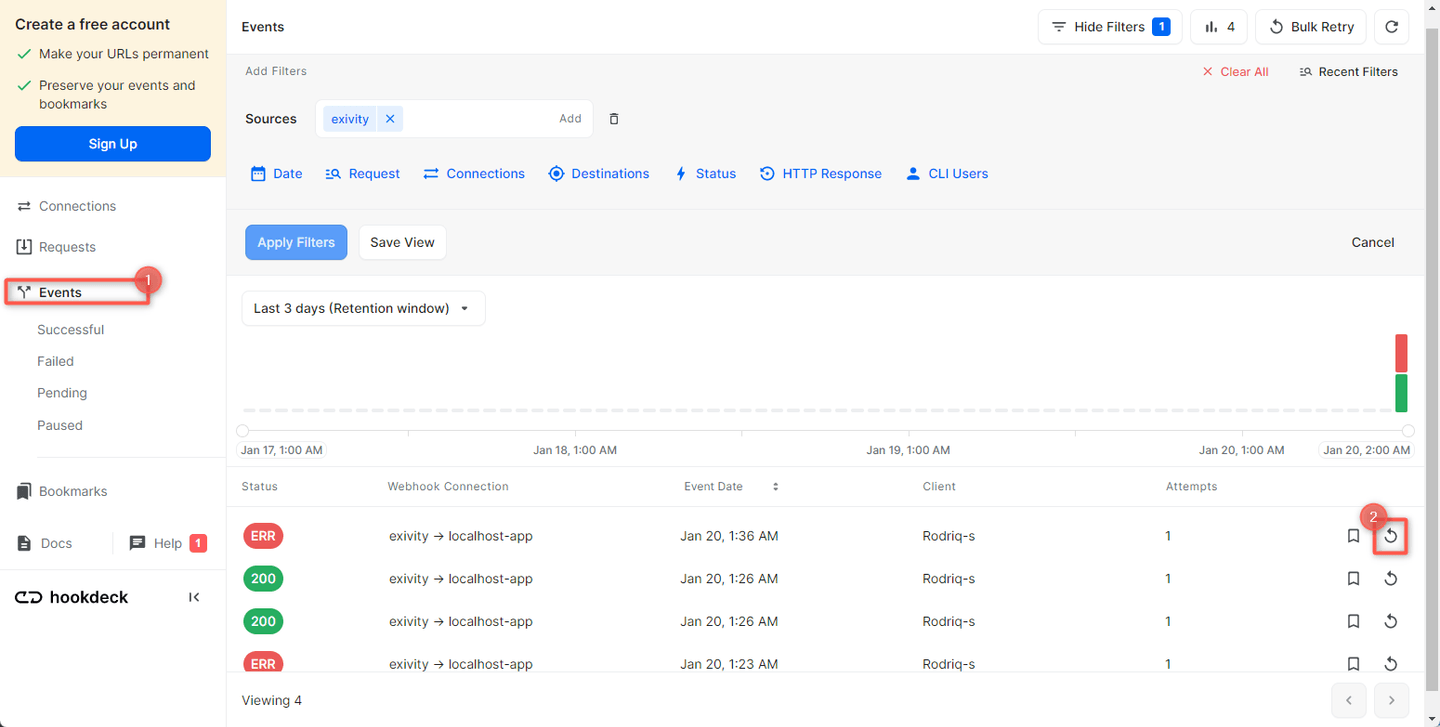 Retry Exivity Event screenshot
