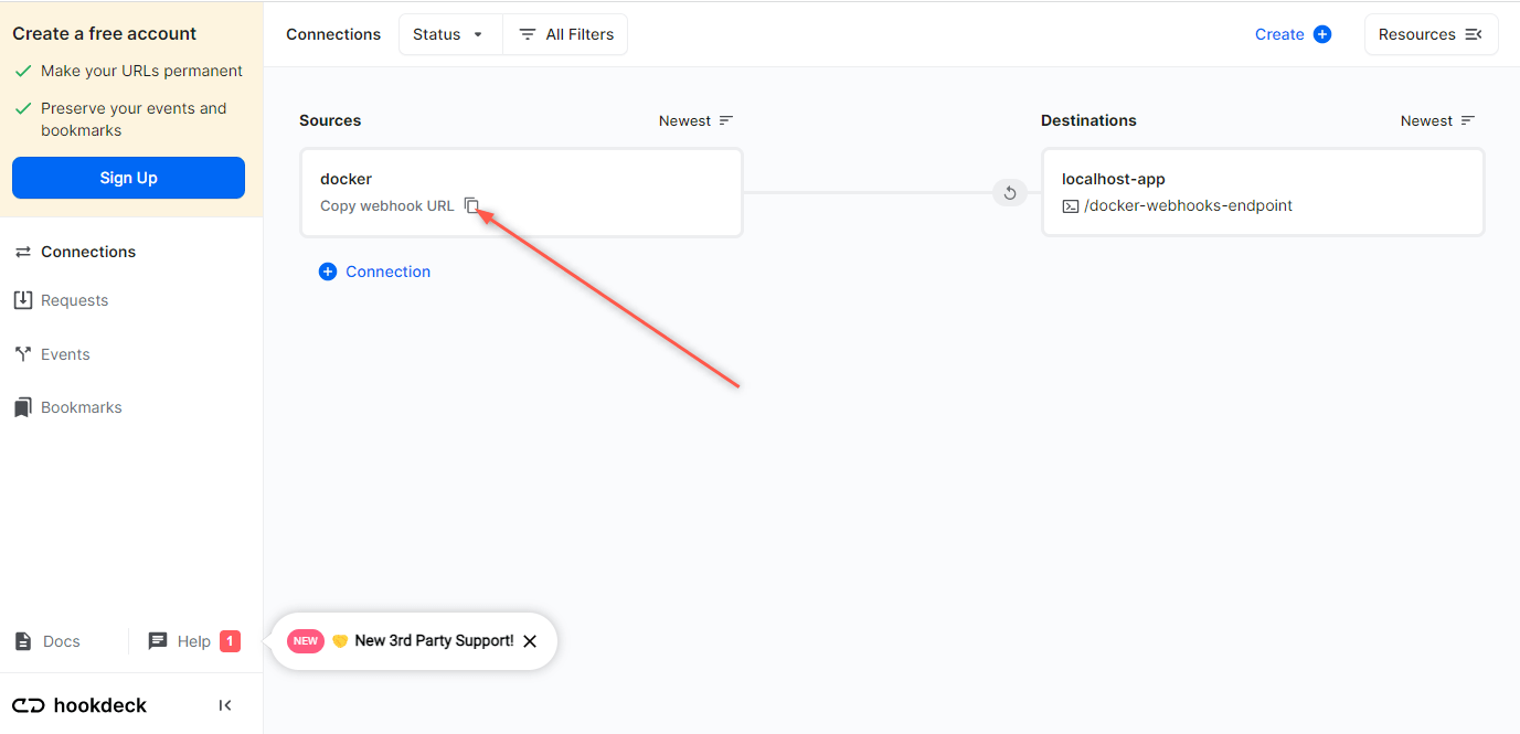 Docker Hookdeck dashboard