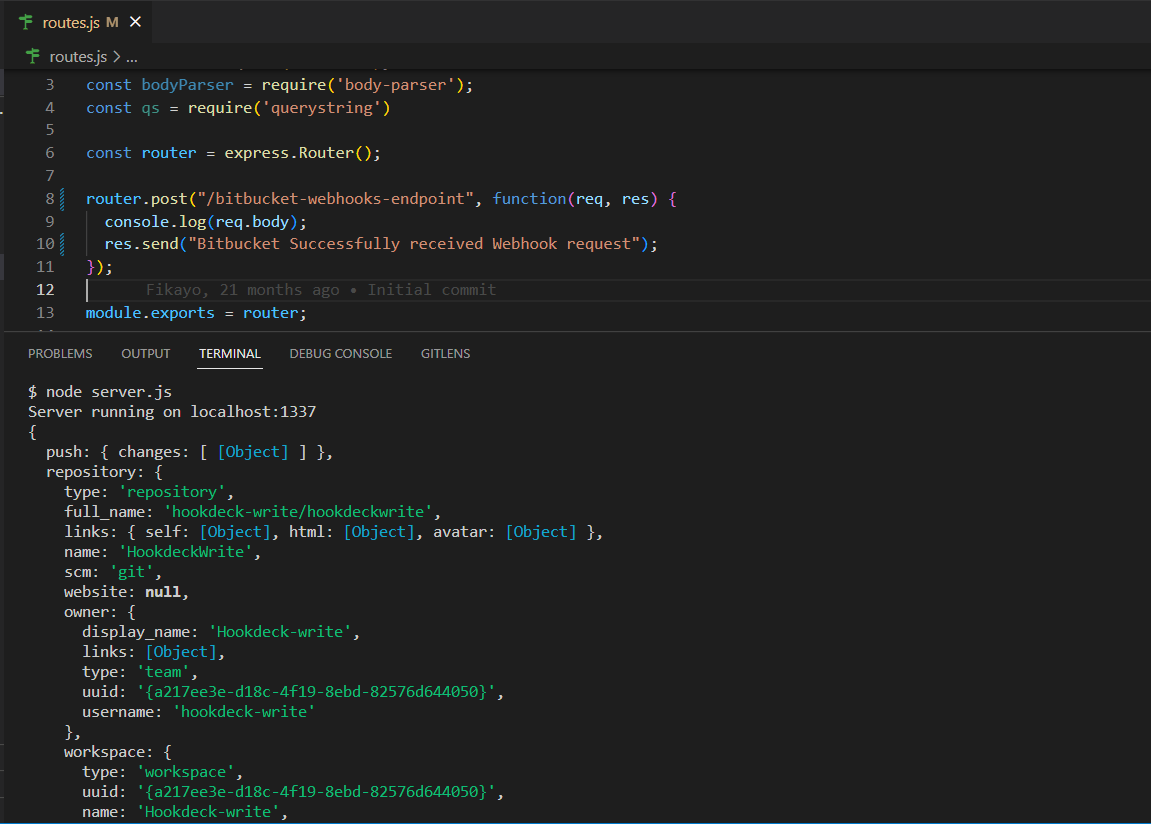 Bitbucket webhook received