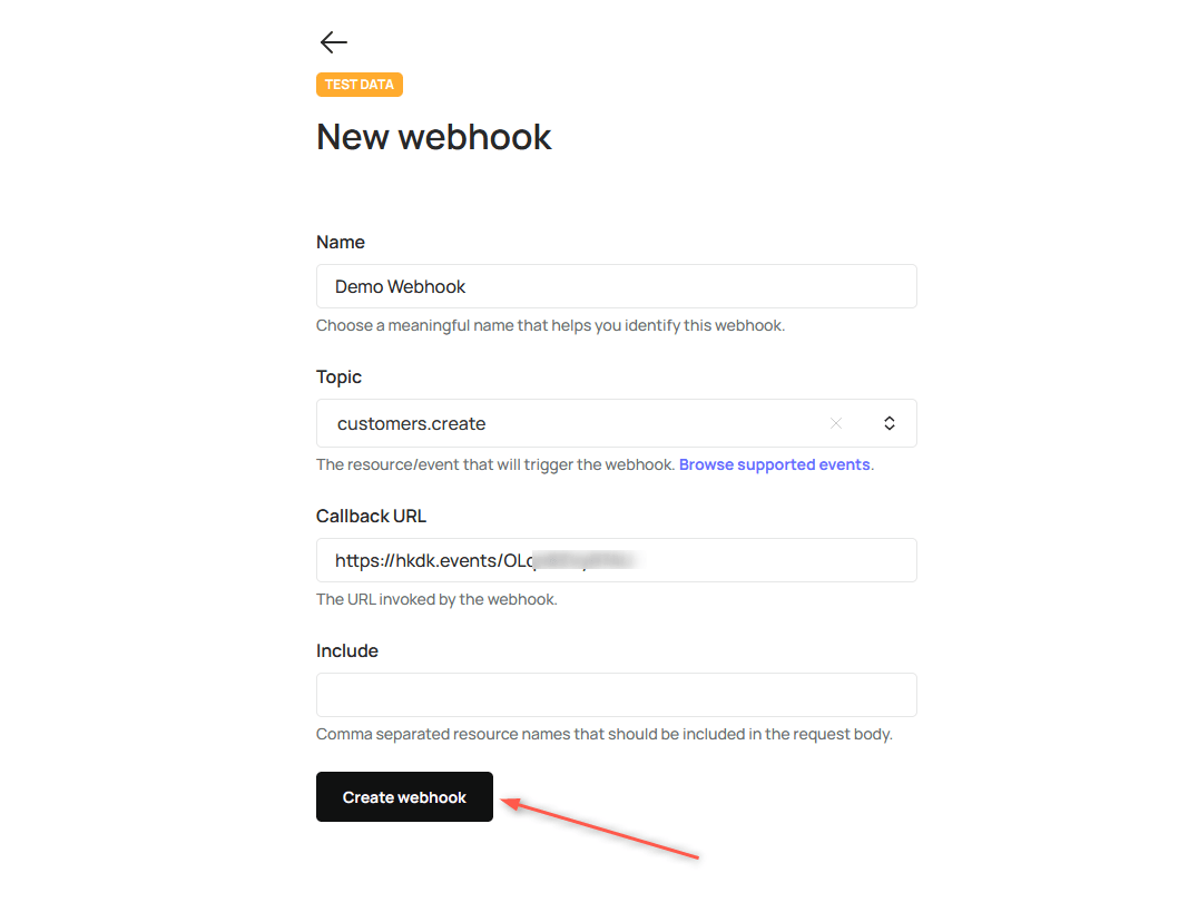 Commerce Layer new webhook