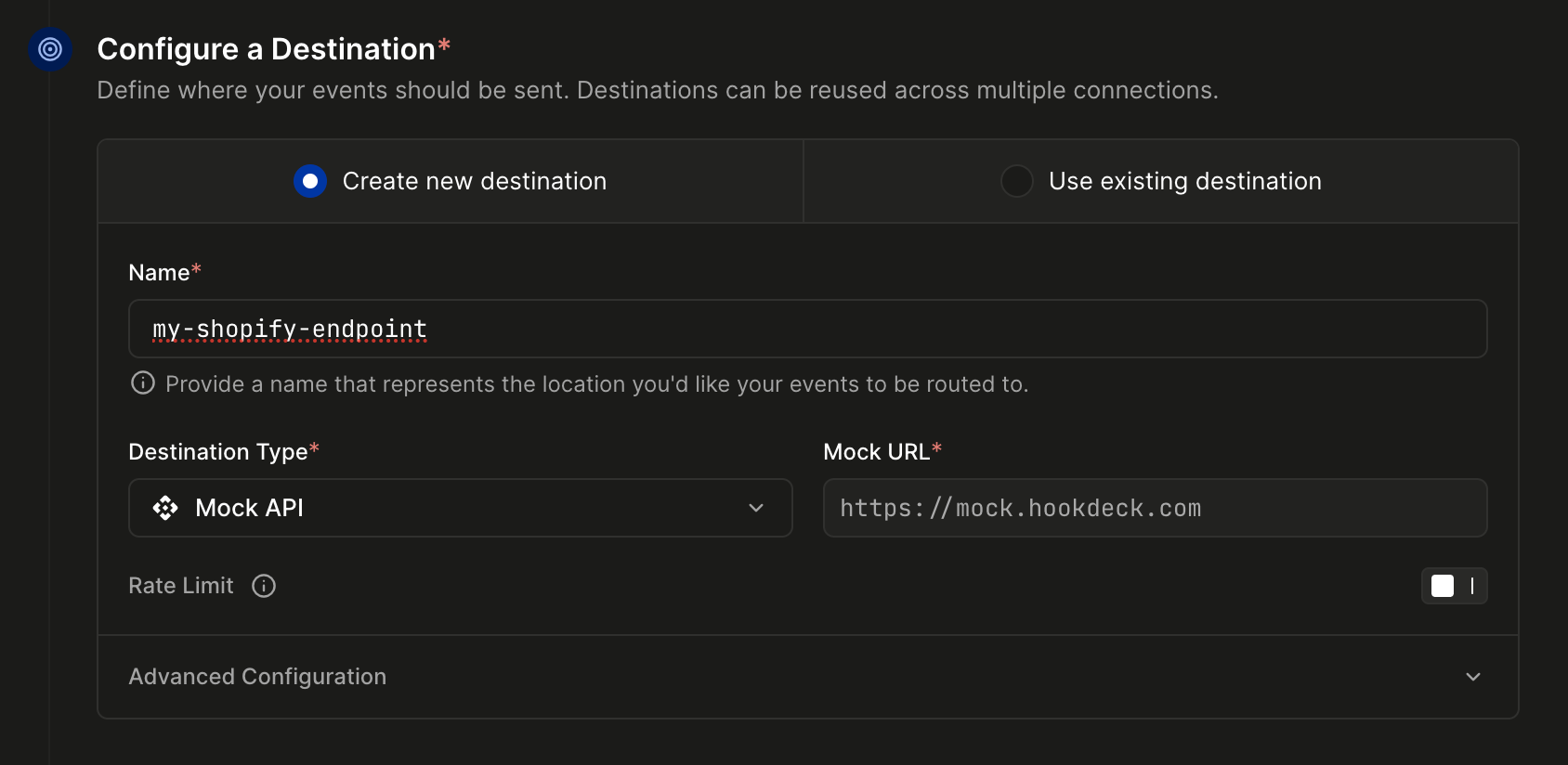 Configure Connection Destination