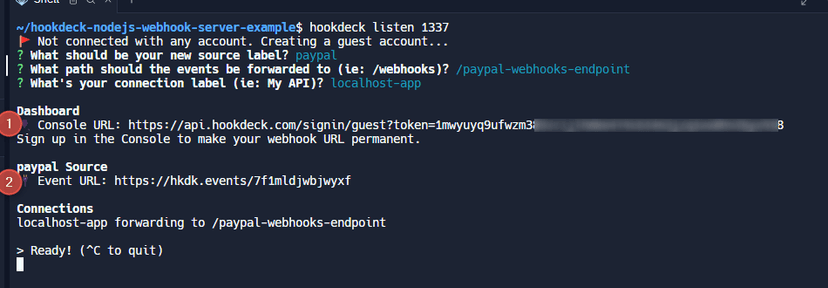 hookdeck CLI paypal source