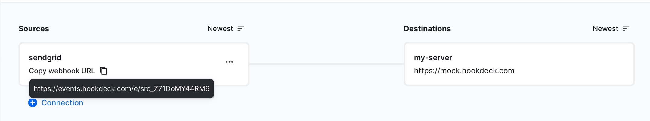 Copy Hookdeck URL screenshot