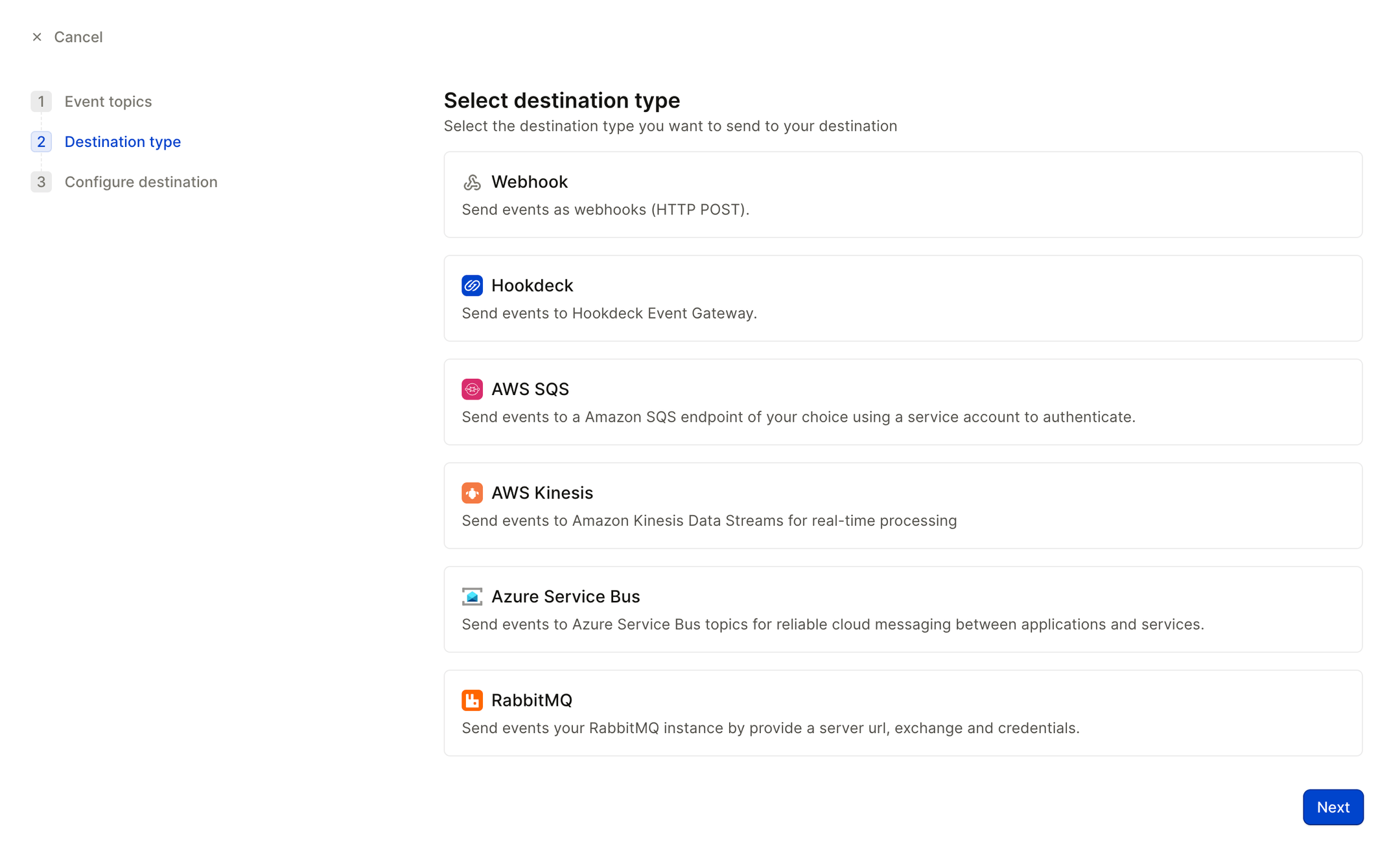 Azure Service Bus destination in Outpost UI