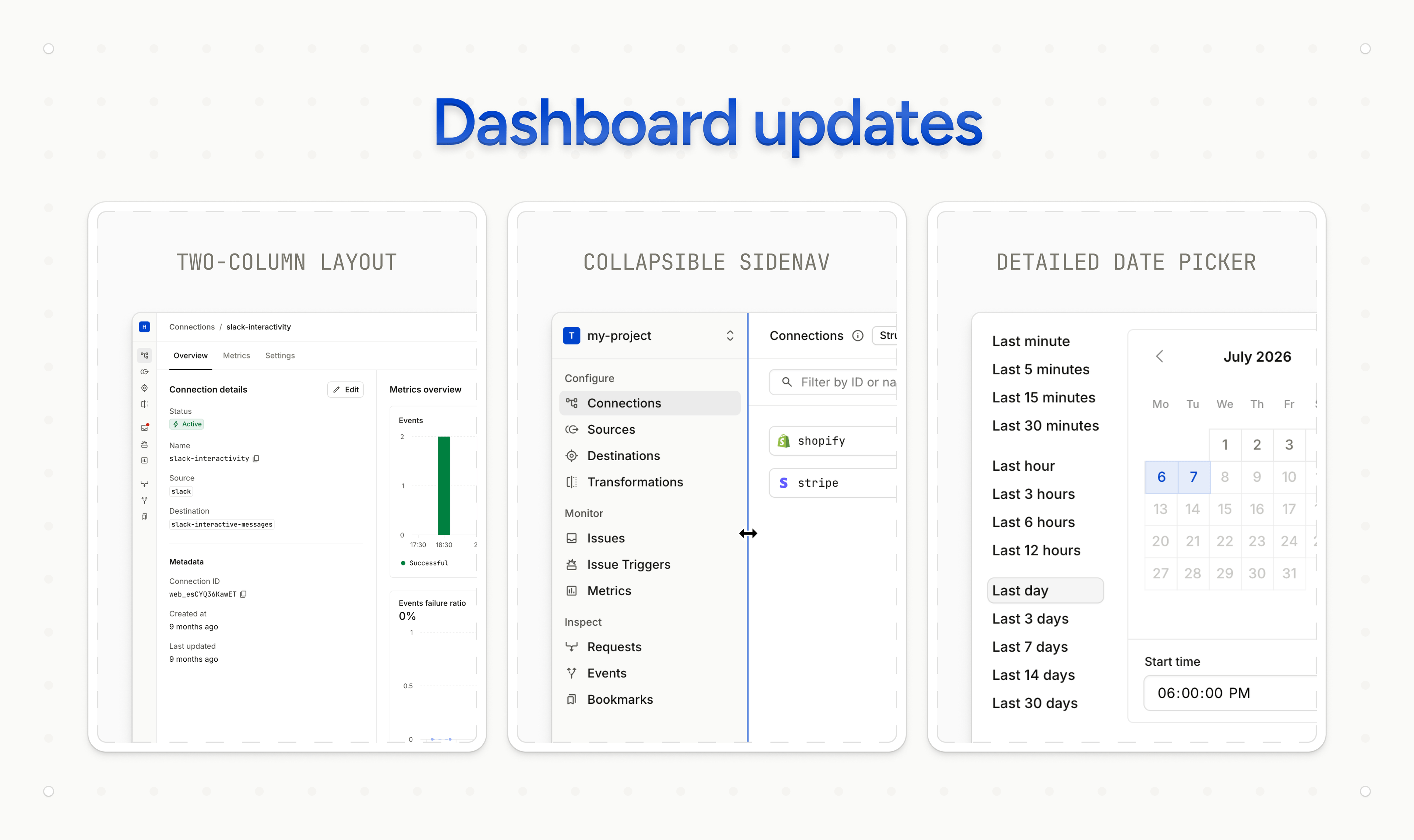Dashboard updates