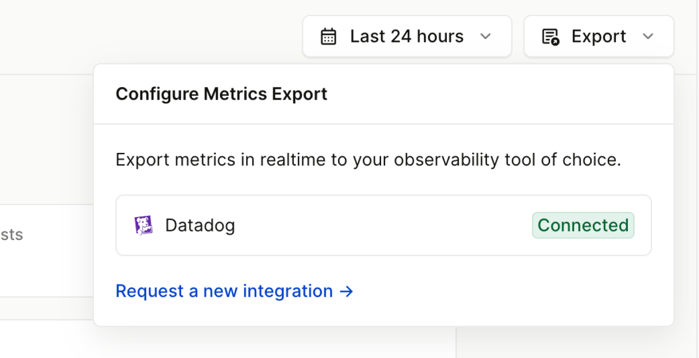 Metrics export