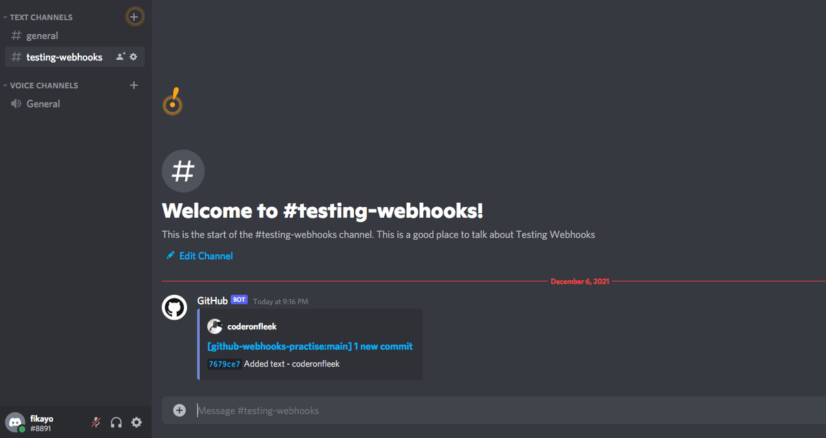 receive notification in Discord