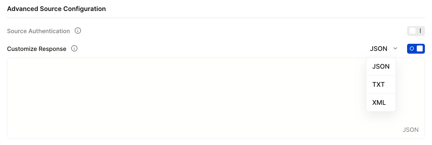 Customize Response in Source form