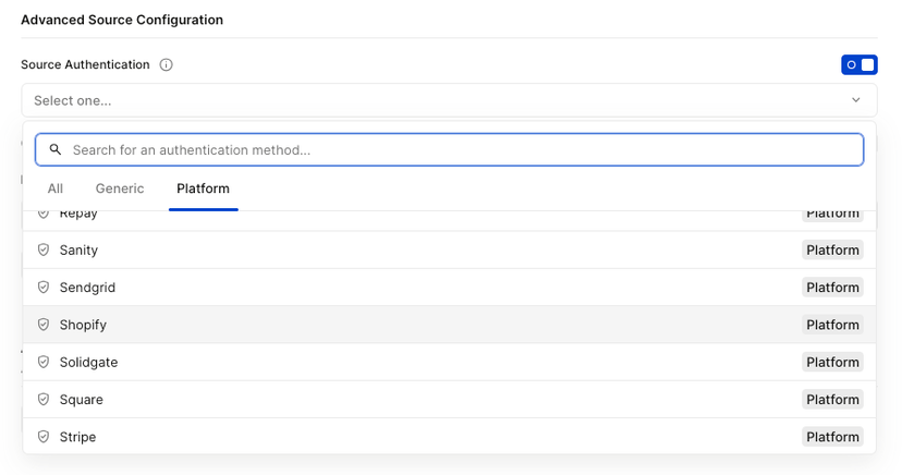 Source verifications config