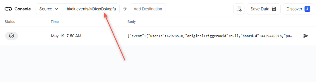 console monday webhook url