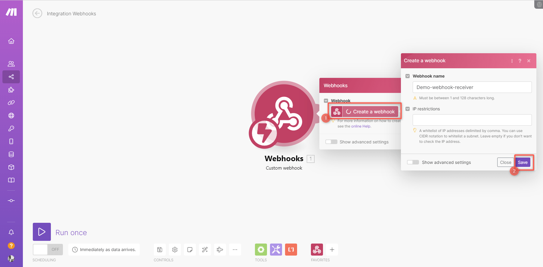 Create webhook in Make