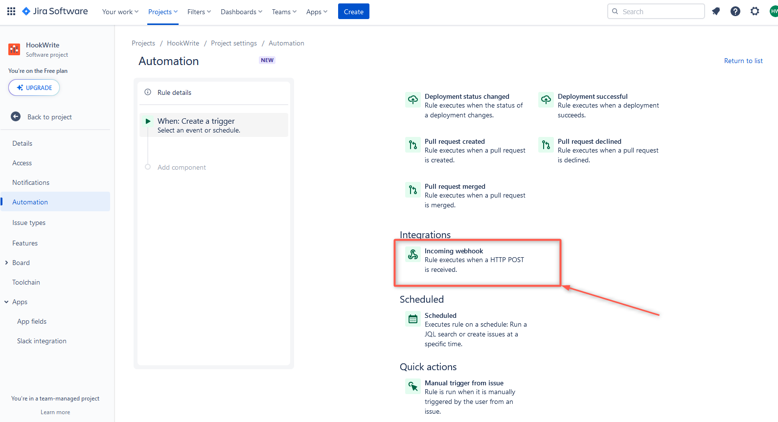 Jira Software Incoming Webhook