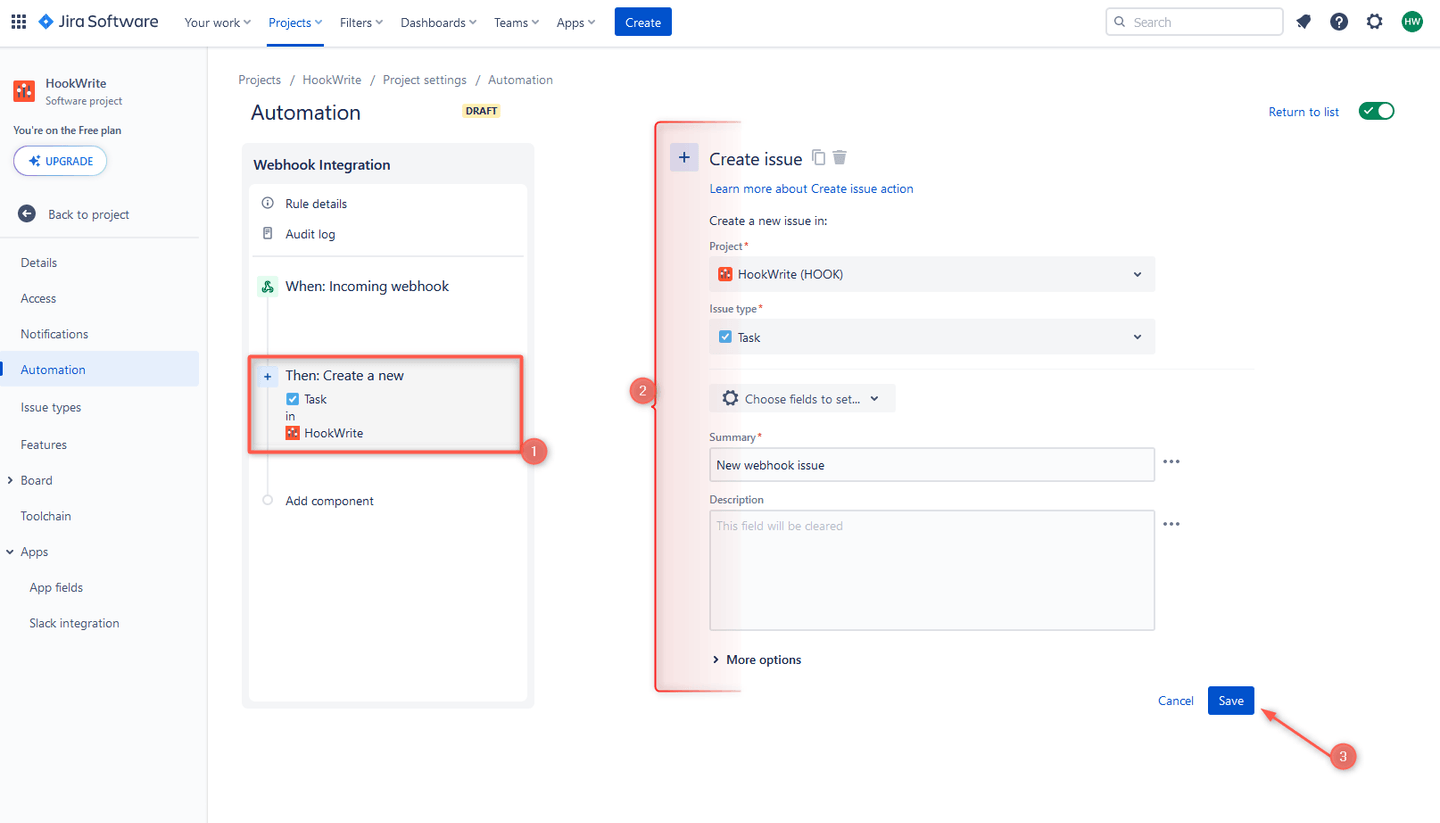 Create a new issue Jira