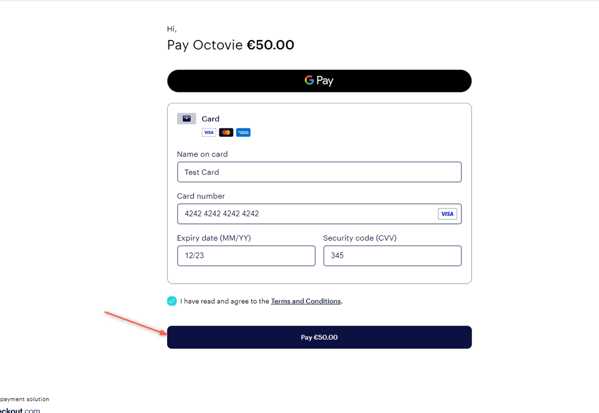 Checkout pay subscription screenshot