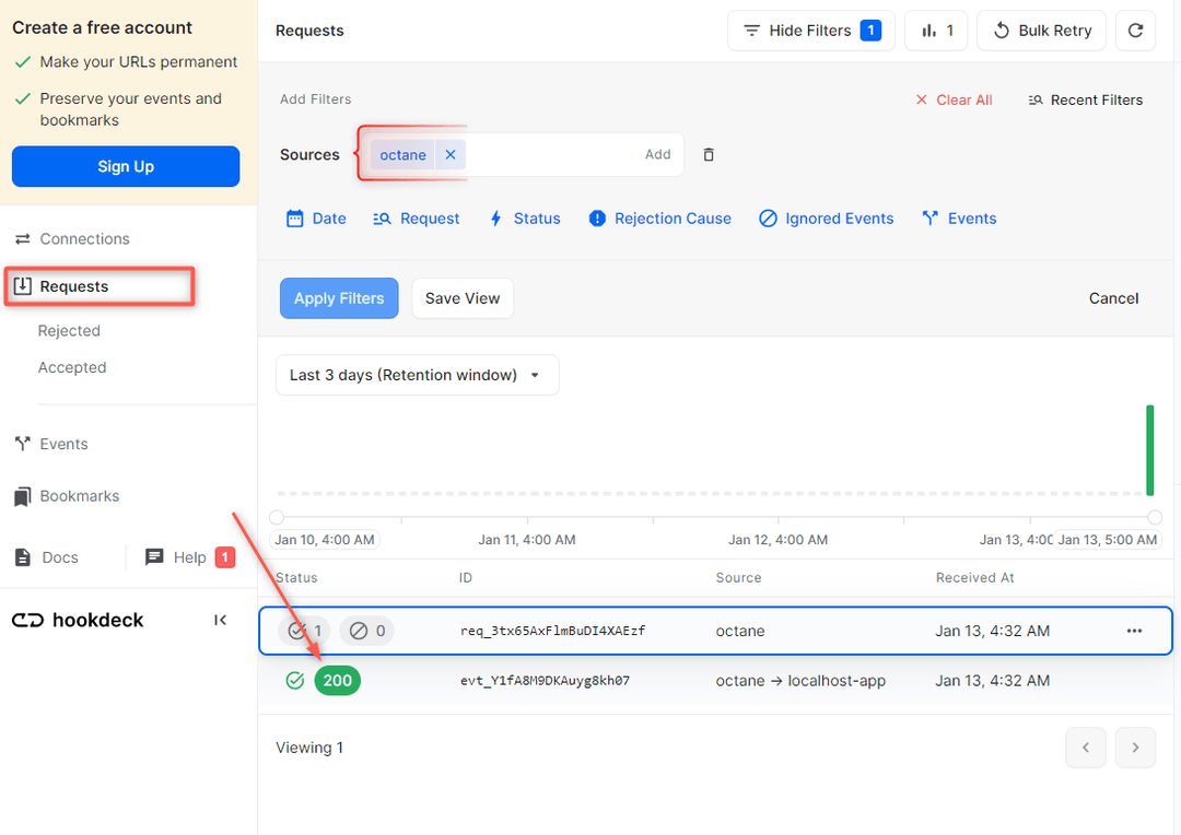 Octane requests received