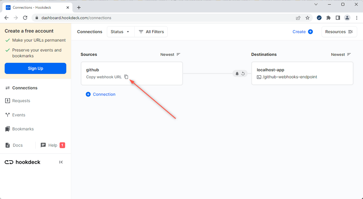 GitHub Hookdeck connection