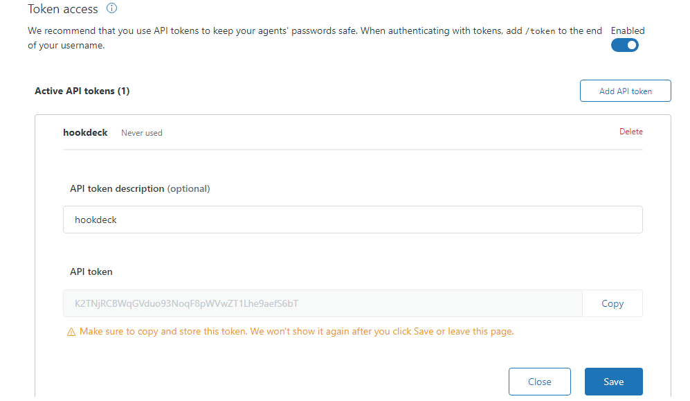 Zendesk API authentication Token Access
