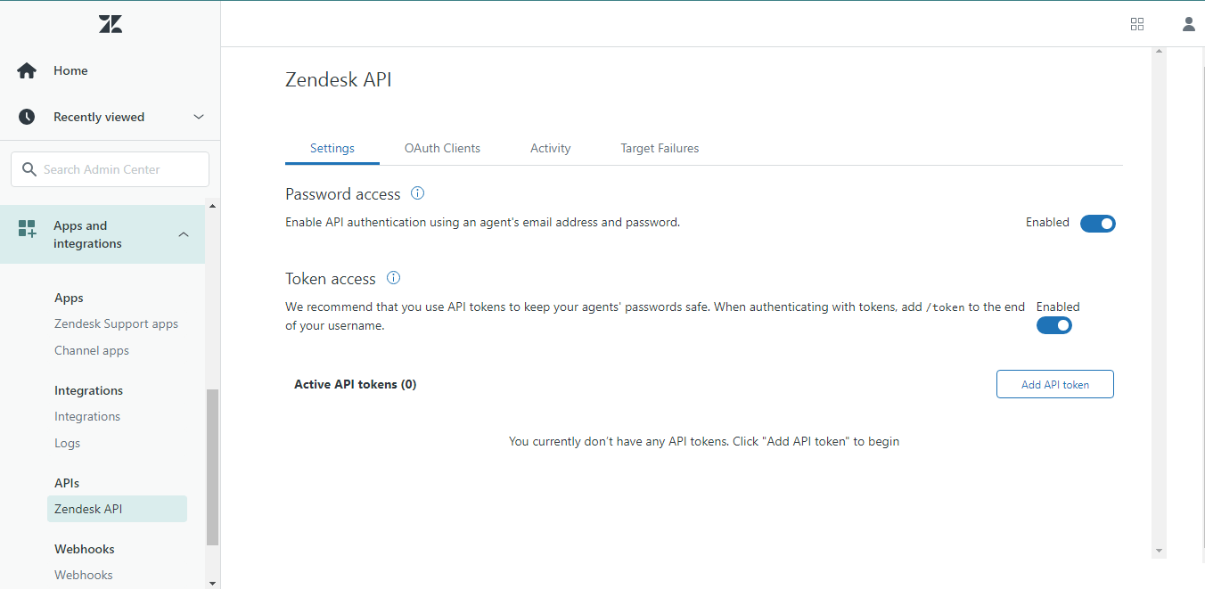 Zendesk API authentication