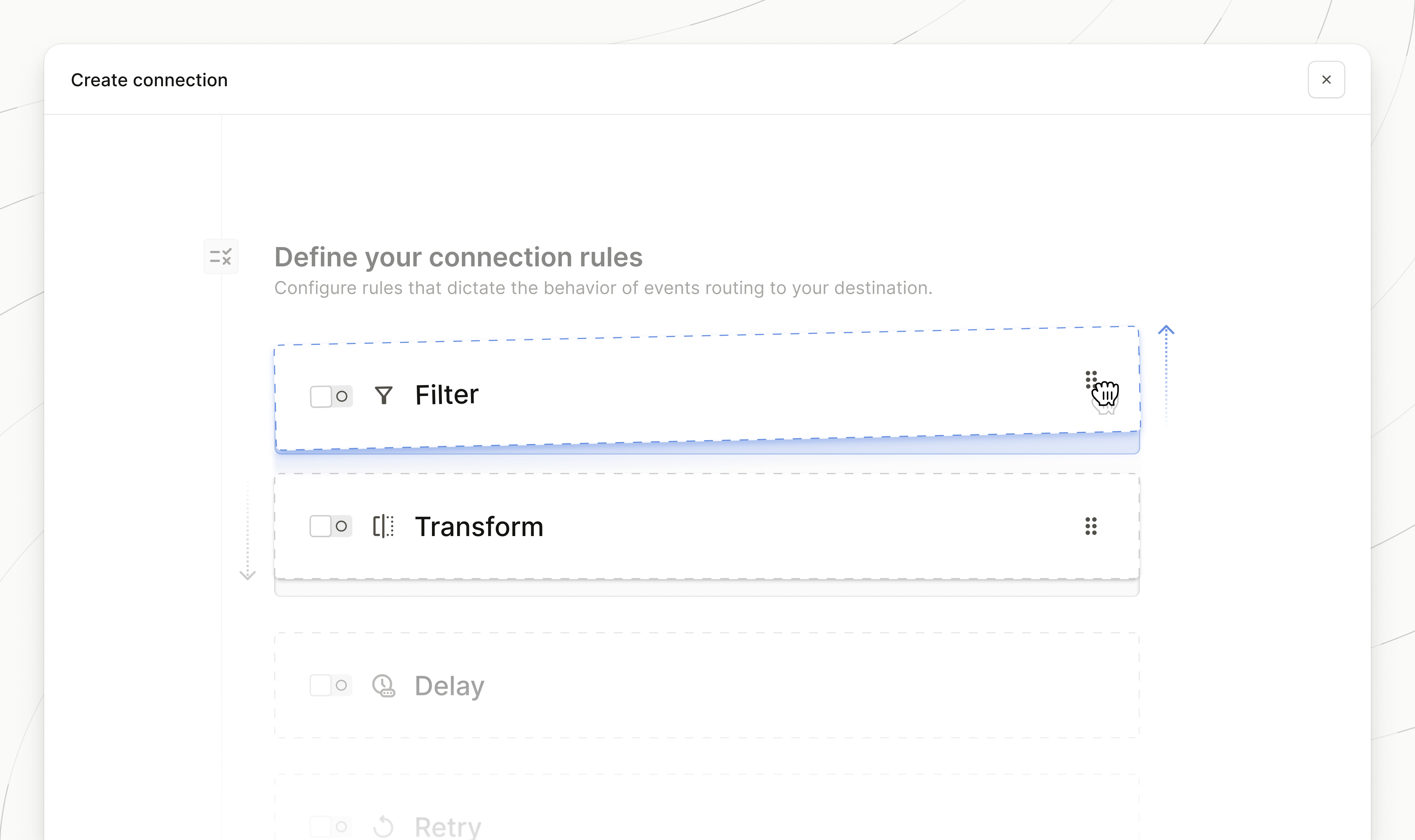 Drag and drop transformations and filters in the Hookdeck dashboard